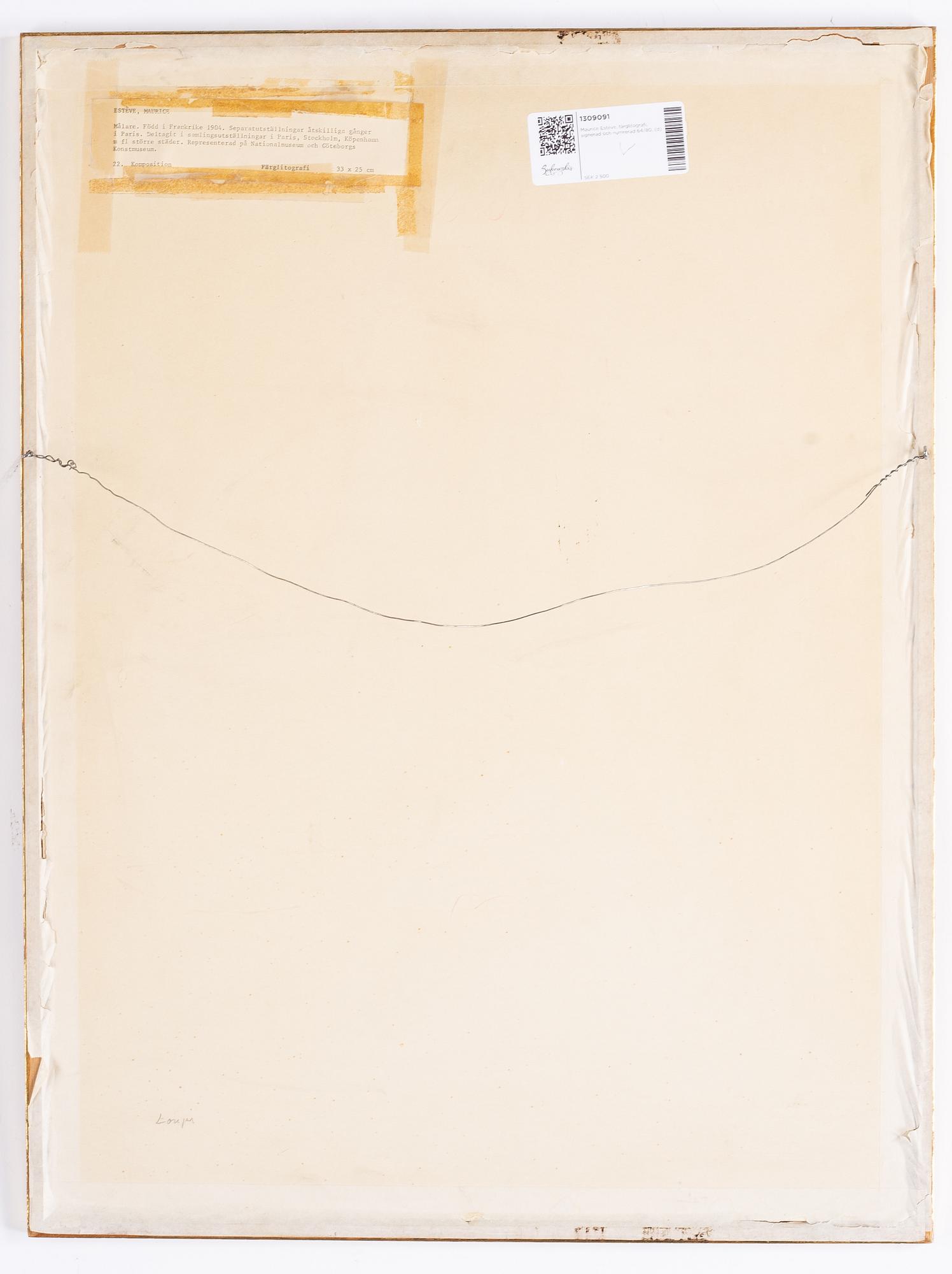 Maurice Estève, lithograph in colors, signed and numbered 64/80.