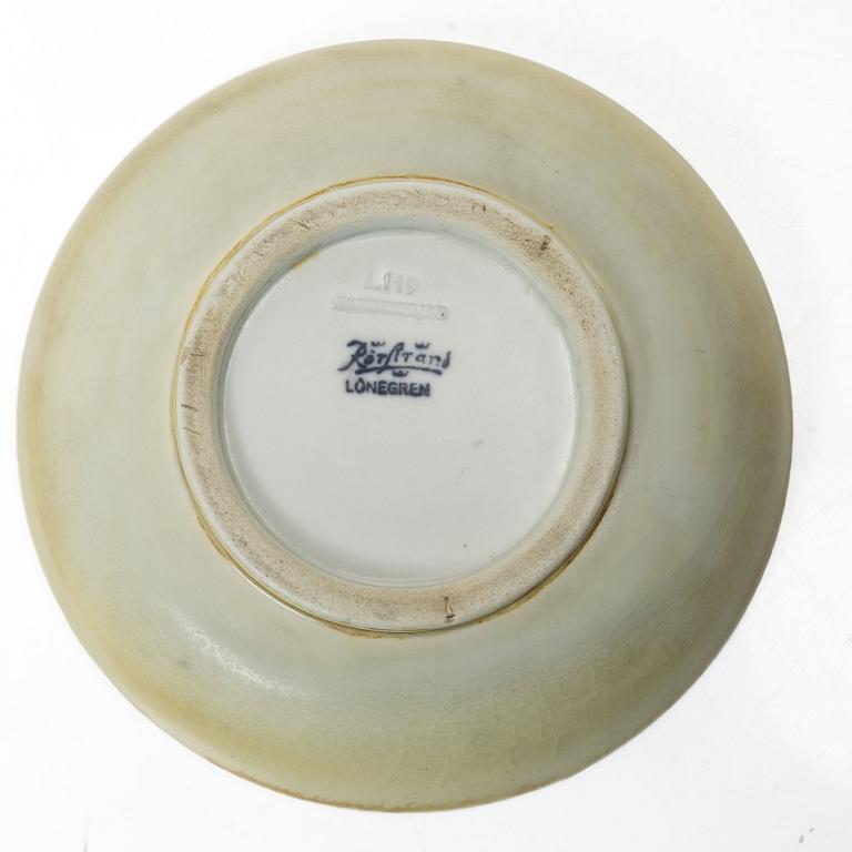 Gertrud Lönegren, Vas, samt skålar, 2 st, stengods, Rörstrand, 1936-1941.