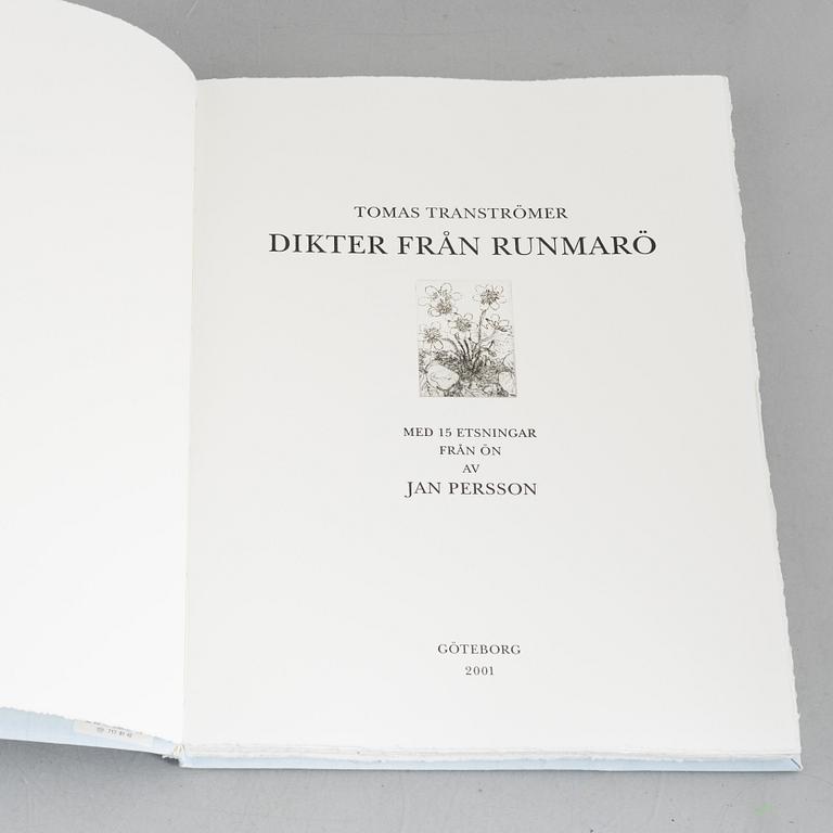Tomas Tranströmmer, "Dikter från Runmarö". Med 15 etsningar från ön av Jan Persson.