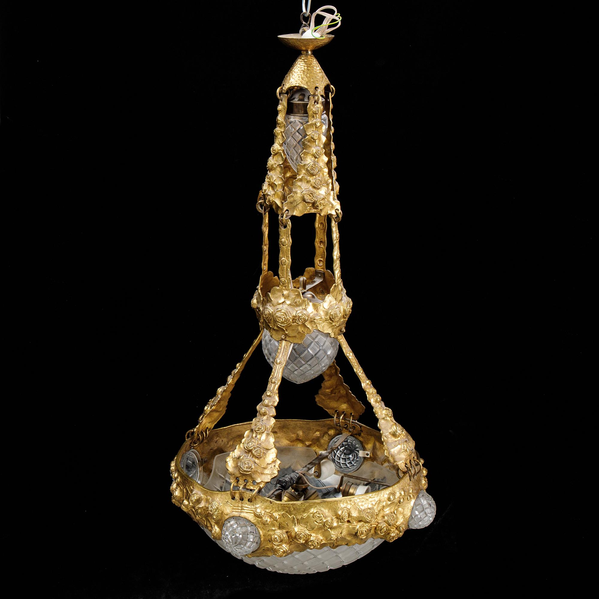 Alice Nordin, an Art Nouveau gilt bronze ceiling light, circa 1900.