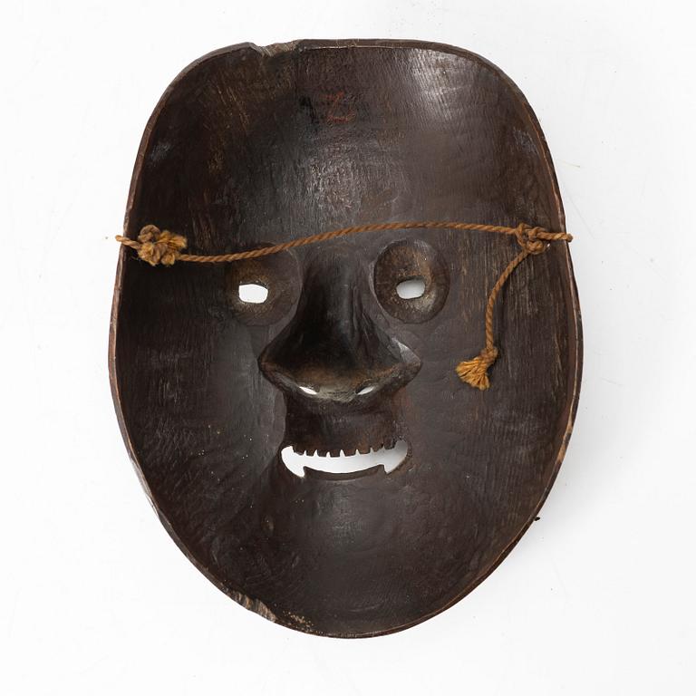 A Japanese 'Oto* or 'Otogoze' 乙 乙御前 noh mask, lacquered wood, late Edo, 19th century.
