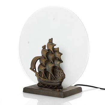 Bordslampa, art deco, Stjärnmetall, 1900-talets första hälft.