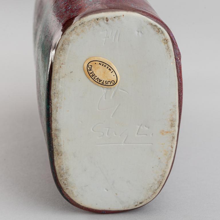Stig Lindberg, a parian figurine and a stoneware flask with cover, Gustavsberg.