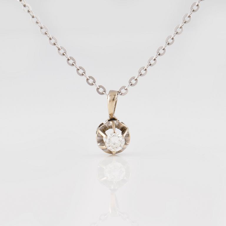 HÄNGE, 18K vitguld med briljantsliapd diamant ca 0.25 ct. Vikt 4,7 gram.