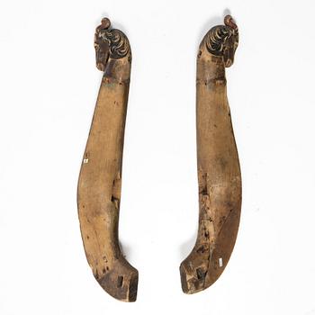 Locomotives, a pair. Folk art, Jämtland, 17th-/18th century.