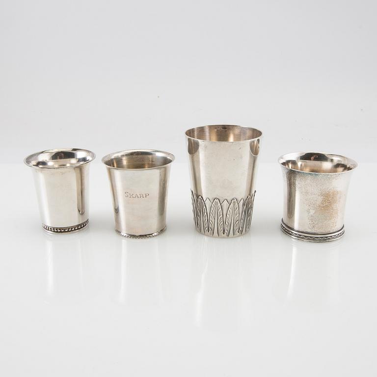 A collection of cups 12 pcs silver 18th/19th century.