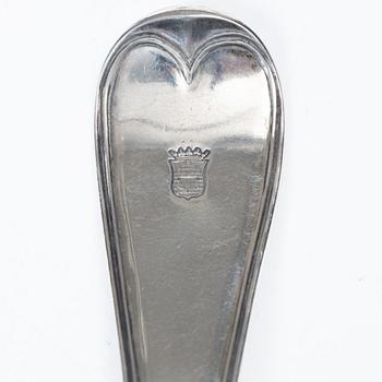 Gustaf Theodor Folcker, Six Swedish silver spoons, mark of Gustaf Theodor Folcker, Stockholm 1863.