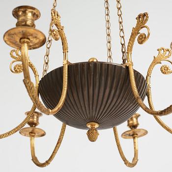 A late Gustavian early 19th century six-light hanging-lamp.