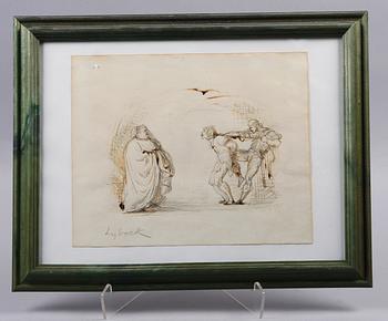 BERTIL LYBECK, blandteknik, sign. Dat 1918 enligt etikett á tergo.