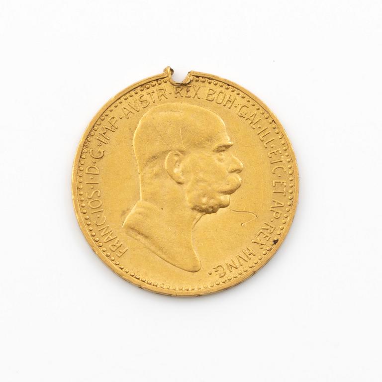 Gold coin, Austria, 10 Corona, 1909.