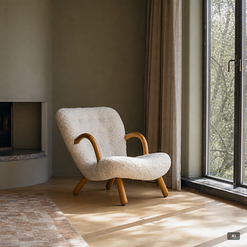 Scandinavian Modern, fåtölj, "Clam chair", 1940-50-tal.