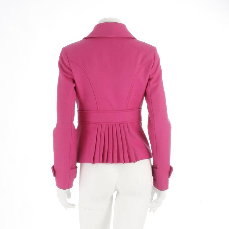 RED VALENTINO, a hot pink wool blend jacket. Size 42.