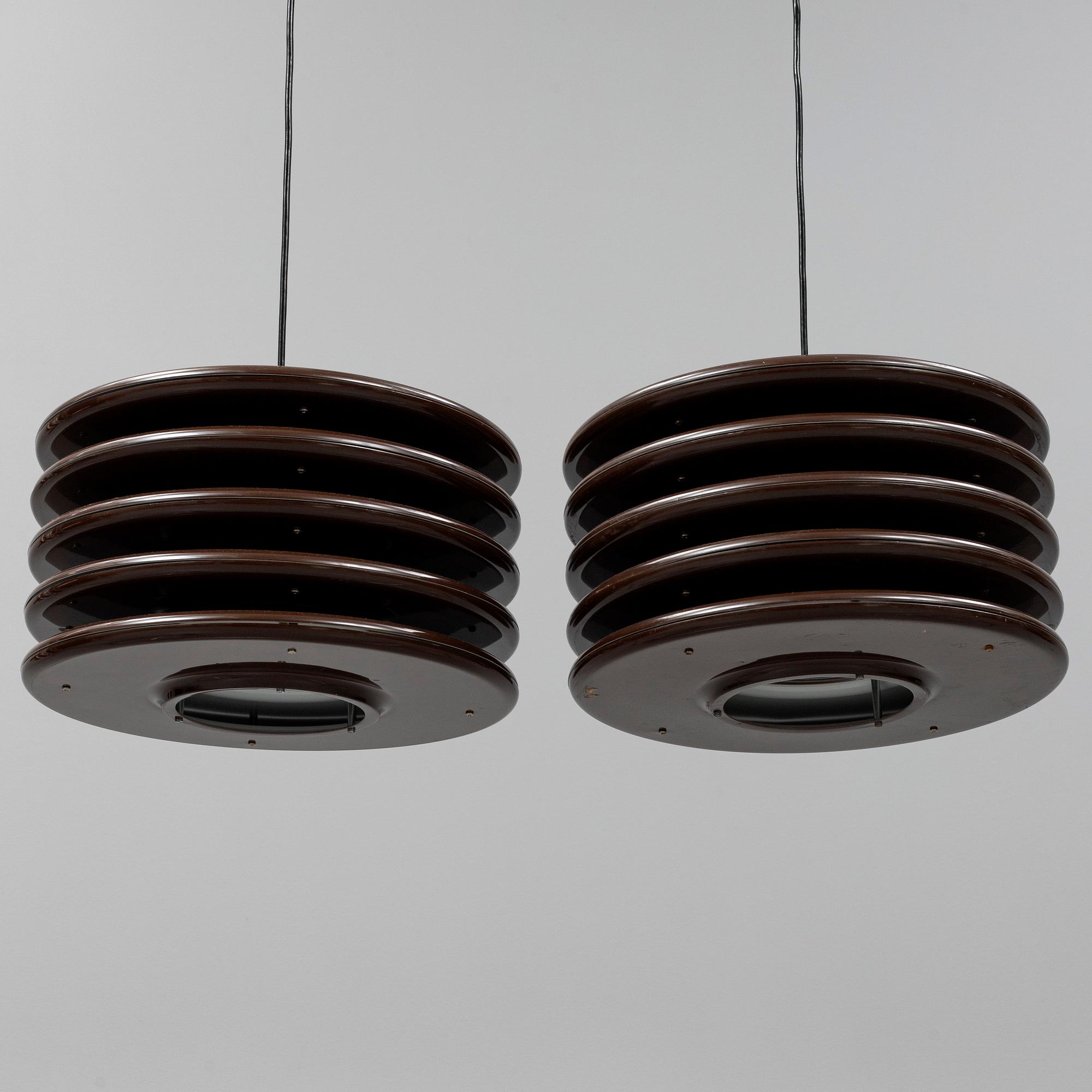 A par of 1970's ceiling lights.