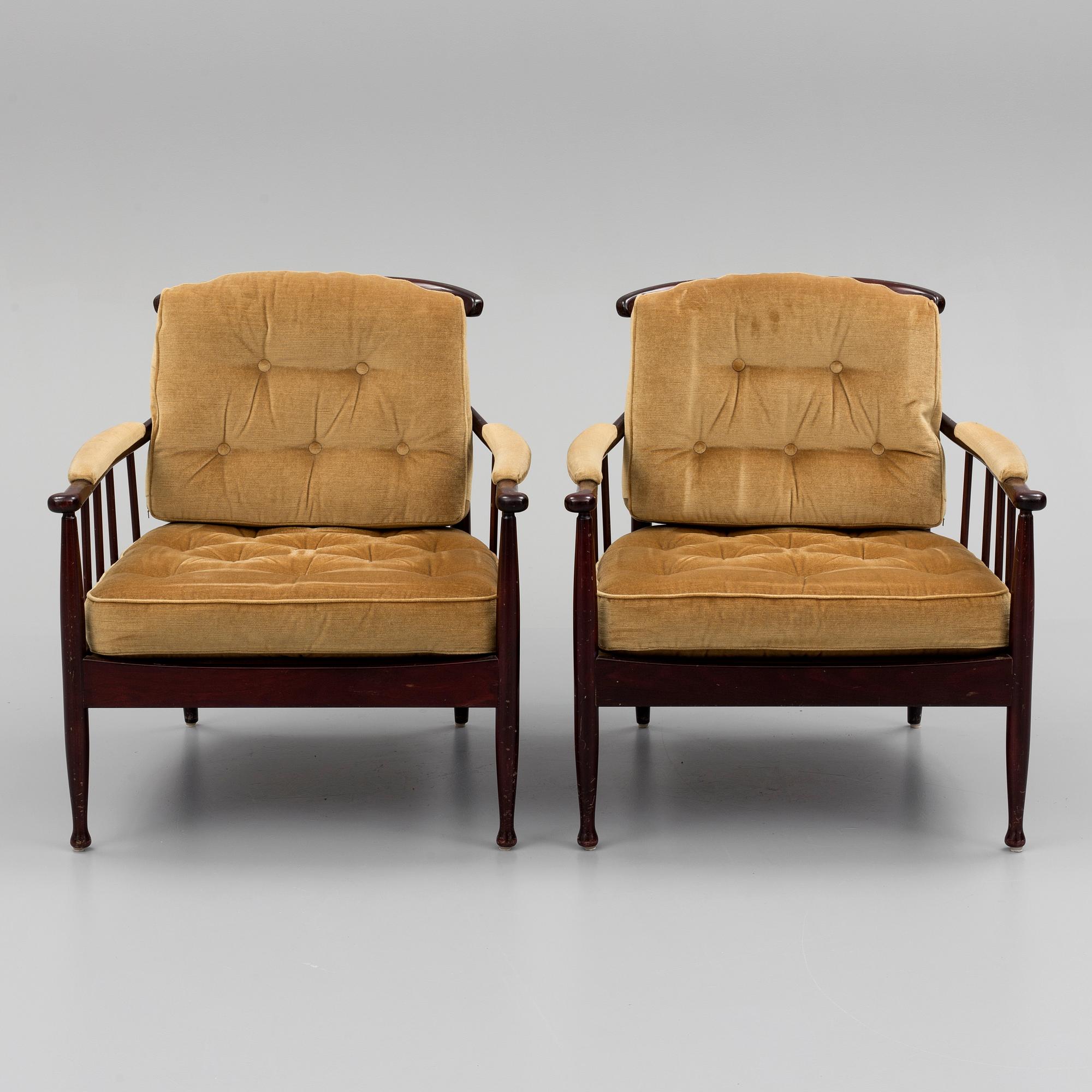 A pair of 'Skrindan' easy chairs by kerstin Hörlin-Holmquist for ope, second half of the 20th century.