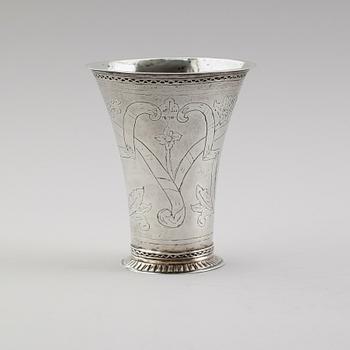 BÄGARE, silver, Carl Petter Tellander. Jönköping 1770. Vikt ca 53 gram.