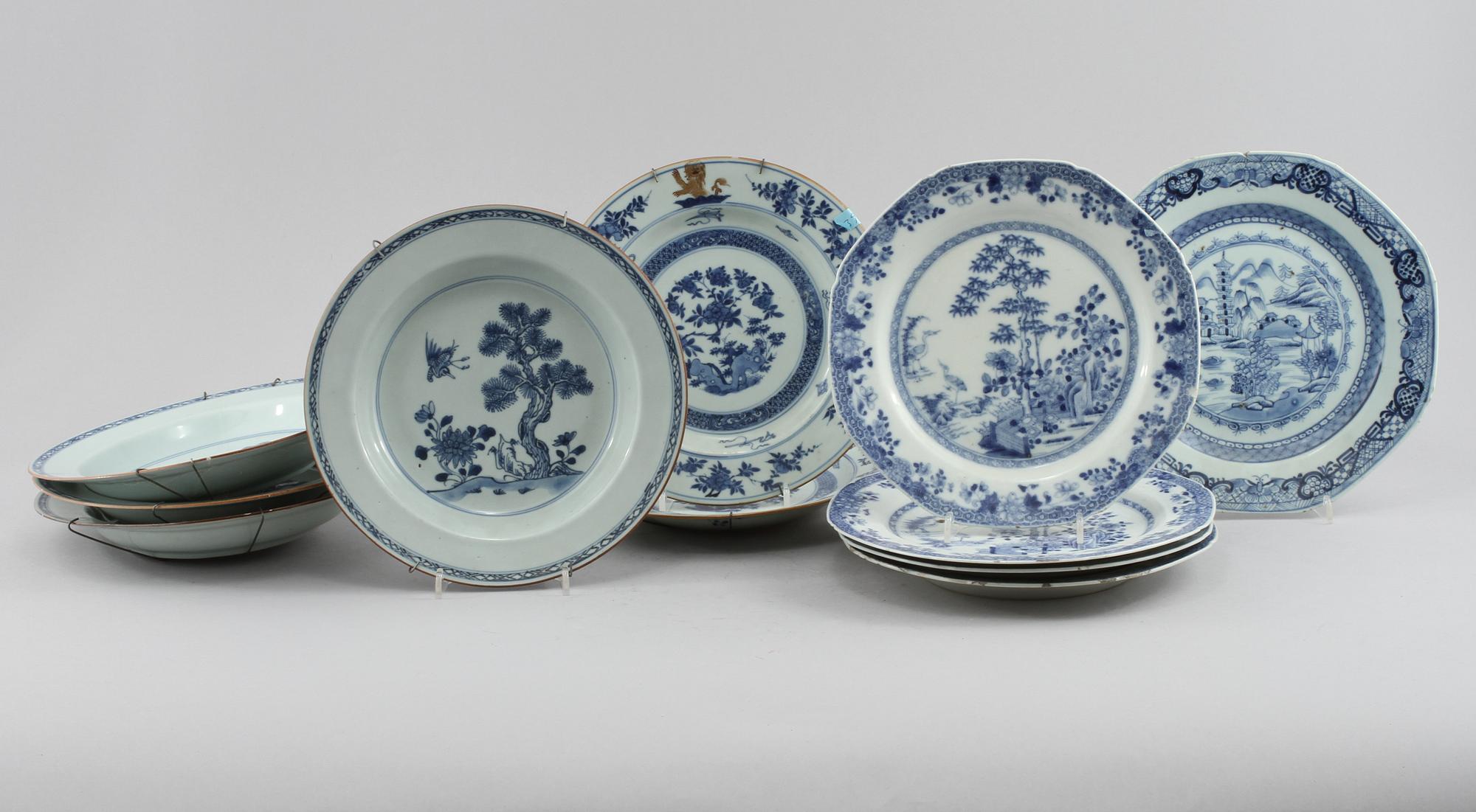 TALLRIKAR, 10 st, porslin, Kina, 1700-tal.