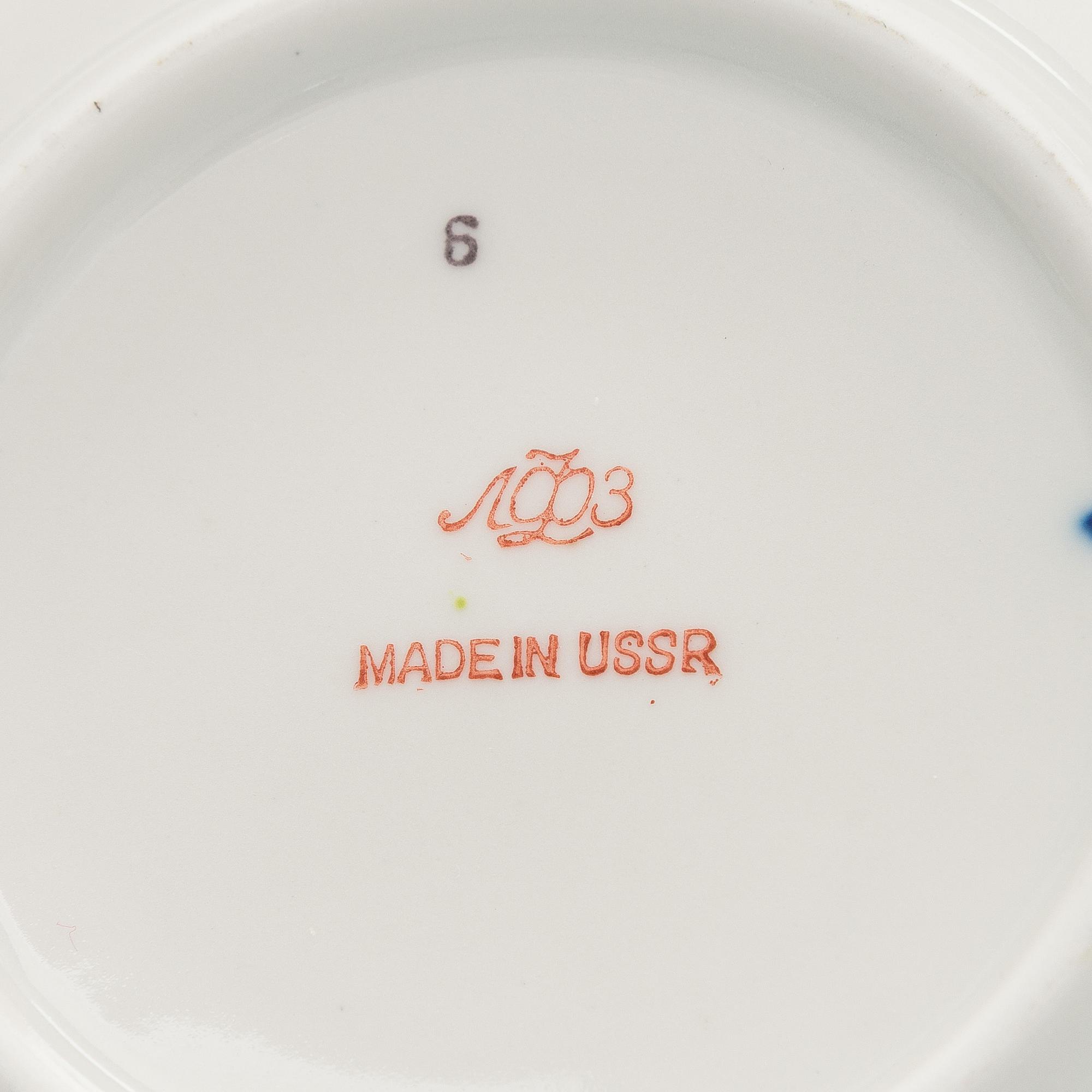 Teservis, 9 delar, "Cobalt Net", Lomonosov, Sovjetunionen.