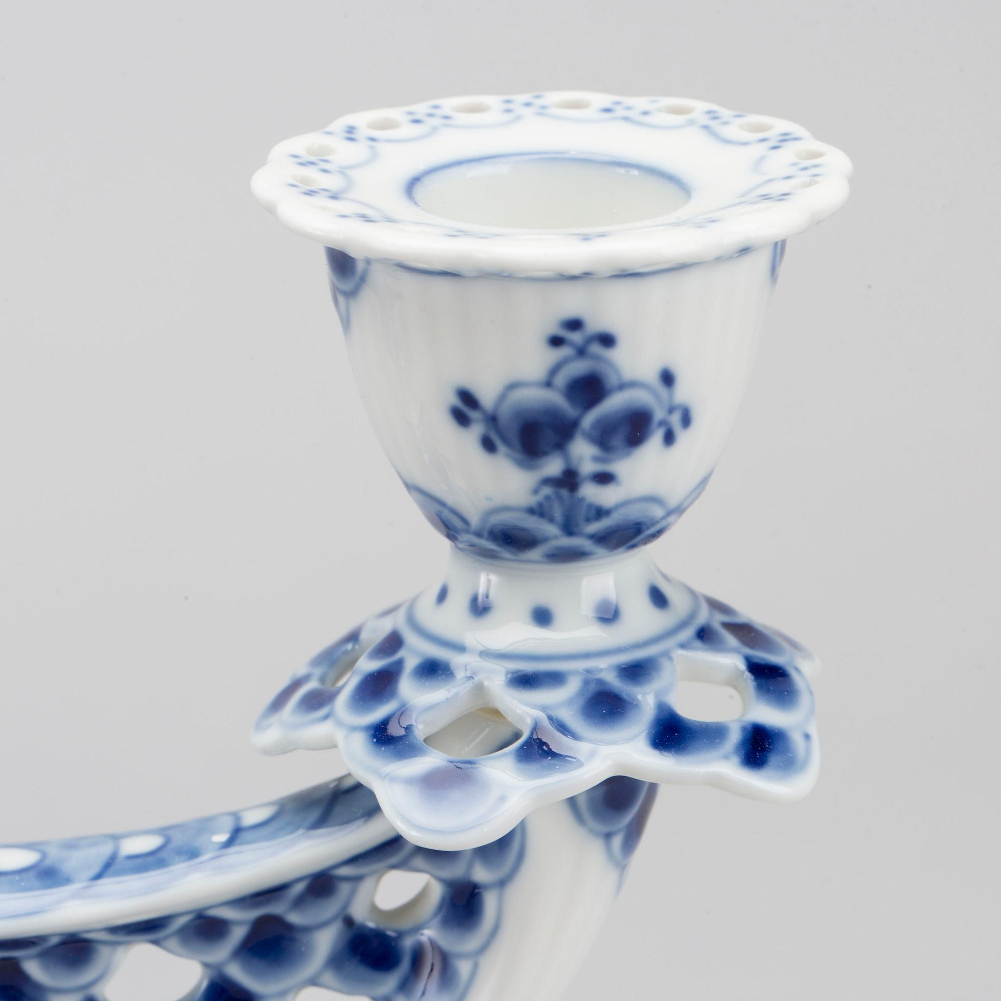 LJUSSTAKE, porslin, "Musselmalet", Royal Copenhagen,