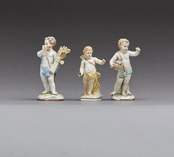 FIGURINER, porslin, 3 st, Meissen och Berlin. 1900-tal.