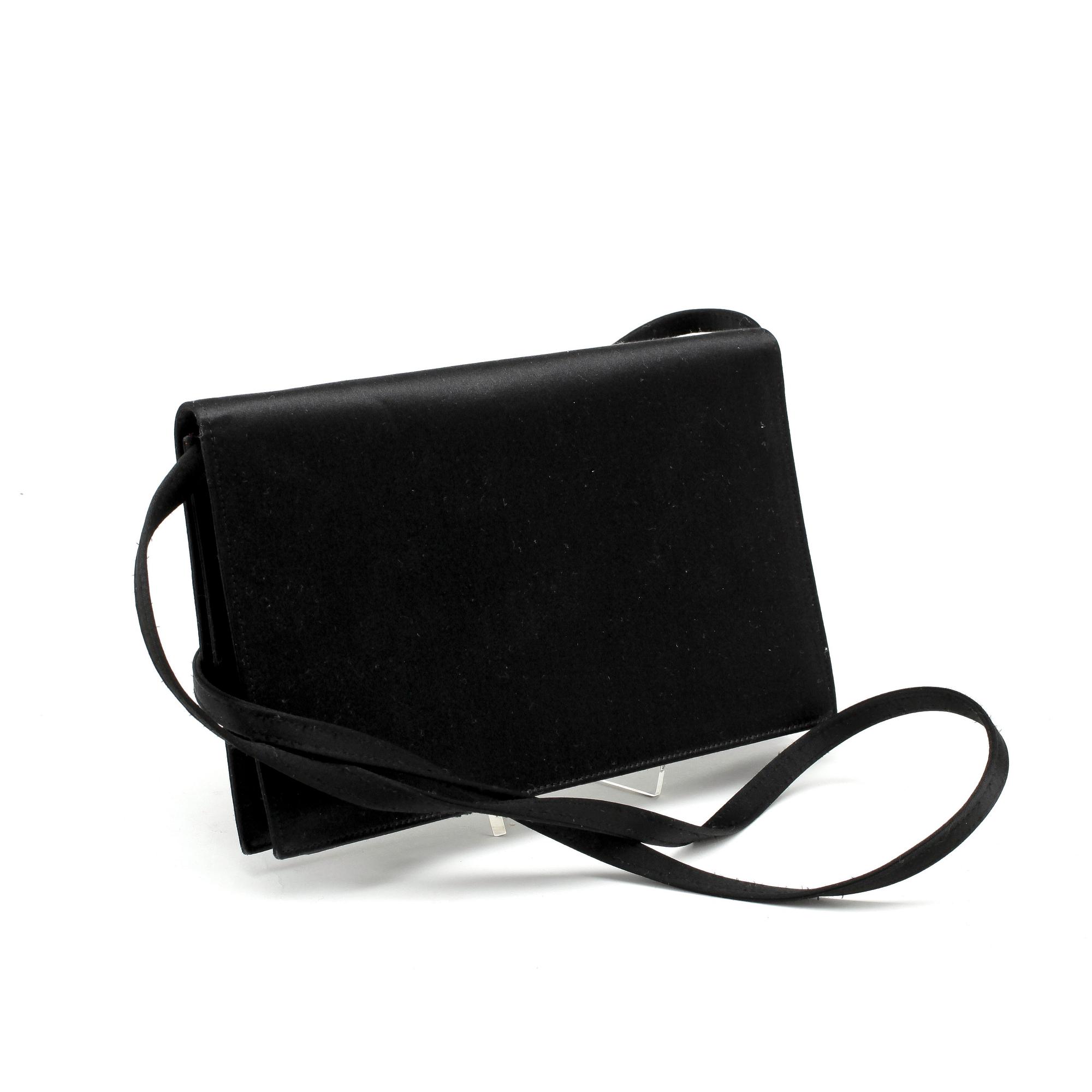 CÉLINE, a black satin eveningbag / clutch.