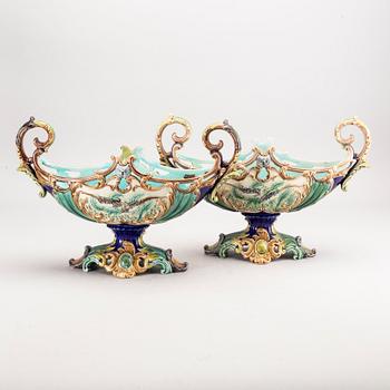 A pair of Gustavsberg majolica jardinière 1890's.