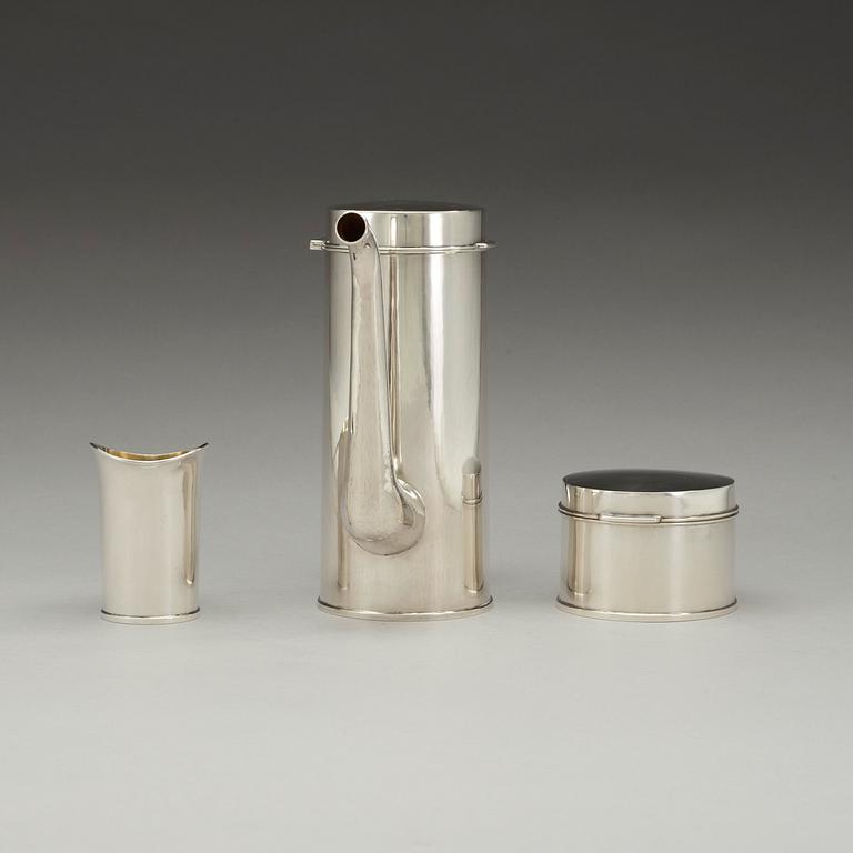 A W.A. Bolin three pcs sterling coffee service, Stockholm 1956.