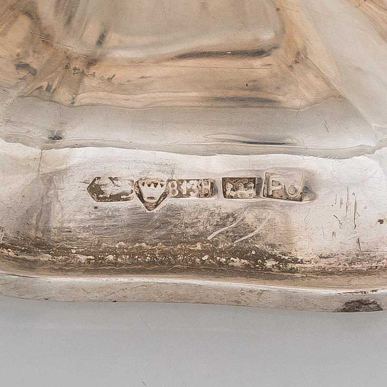 A silver coffee pot, sugar bowl, cream jug, and sugar tongs, Finland 1926-49.