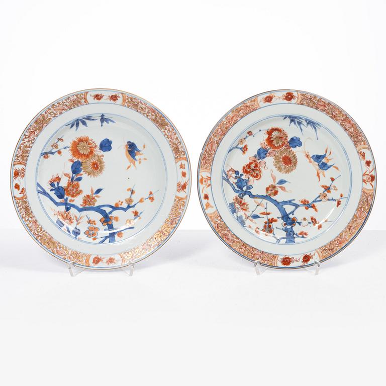 Tallrikar, 5 st, porslin, Kina, Qingdynastin, 1700-tal.