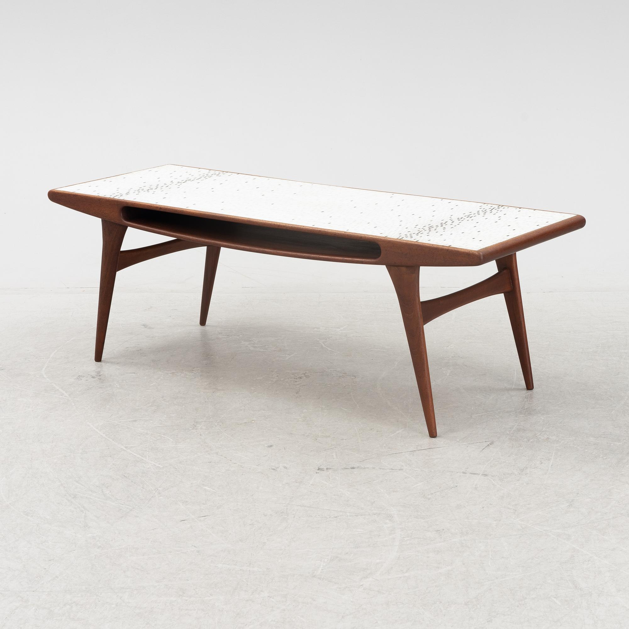 A Scandinavian teak and tiled coffee table, 1960's.