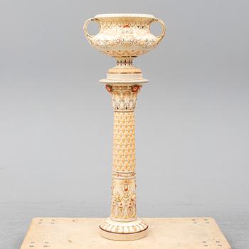 A ceramic pedestal and plant pot from Rörstrand, circa 1900.