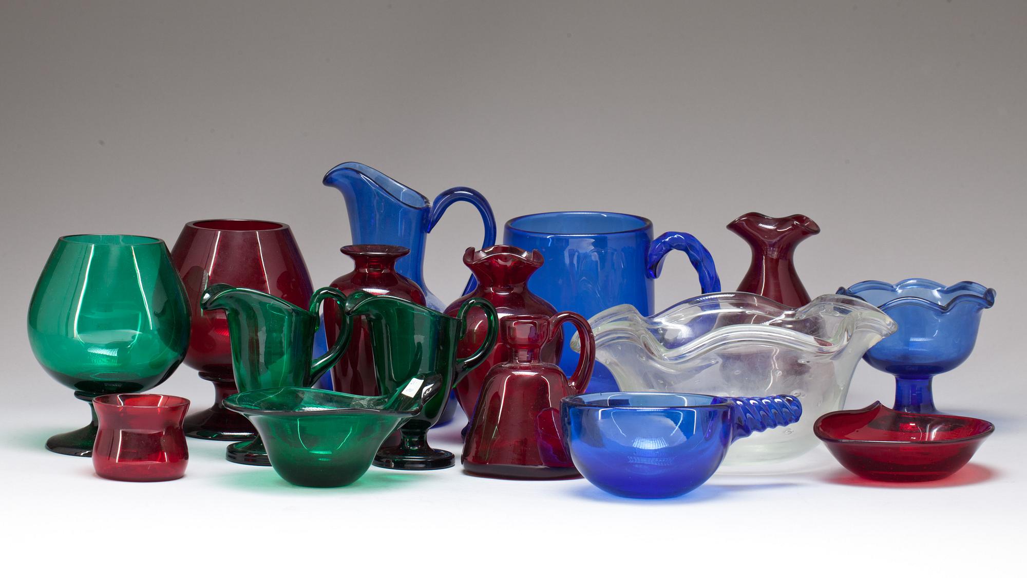 PARTI GLAS, 16 delar, bl a Monica Bratt, Reijmyre, 1900-tal.