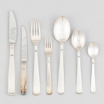 Jacob Ängman, a 108-piece silver flat ware set, "Rosenholm", Sweden, 1943-2007.