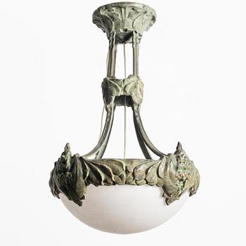 Arvid Böhlmarks Lampfabrik, taklampa, jugend, variant av modell "5365", Stockholm, 1910-tal.
