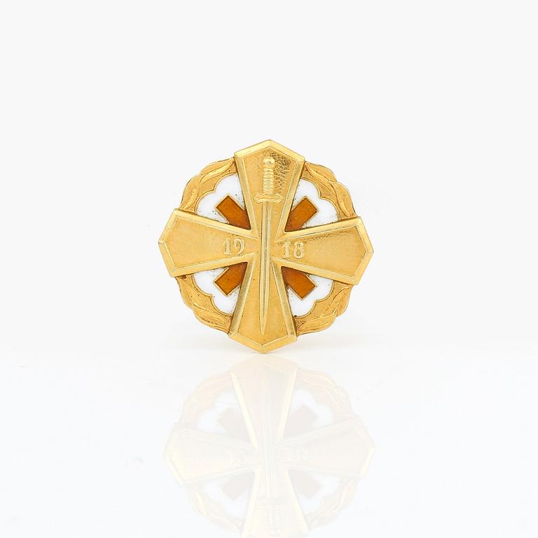 HEDERSMÄRKE, 14K guld, Helsingfors, 1954. Vikt 2g.