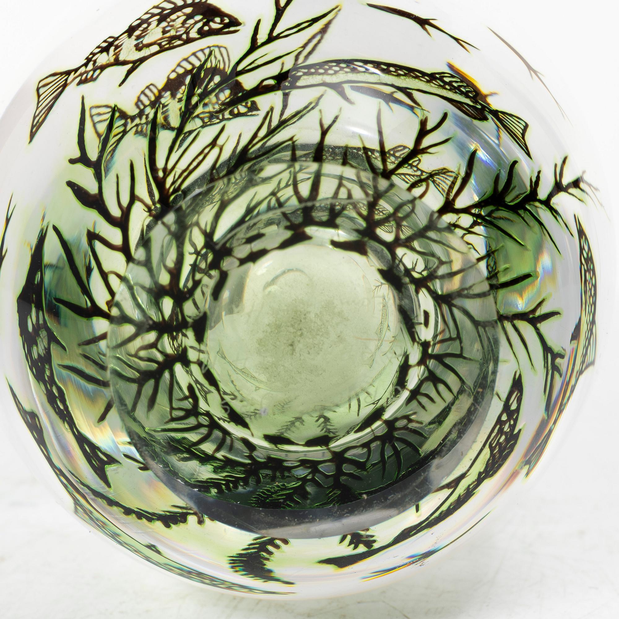 Edward Hald, A 'fiskgraal' glass vase, Orrefors, Sweden, 1957.