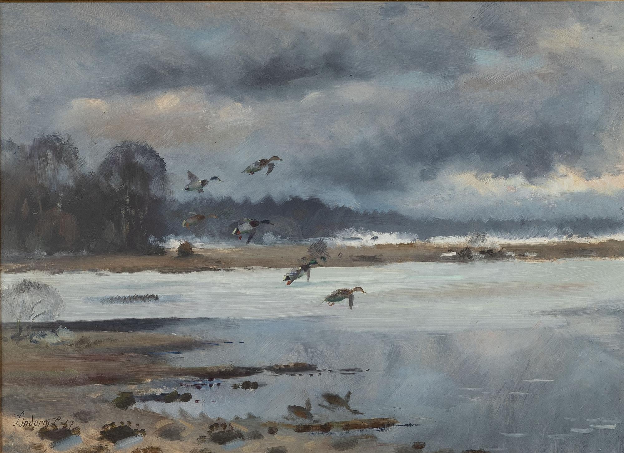 Lindorm Liljefors, Autumn Landscape with Mallards.