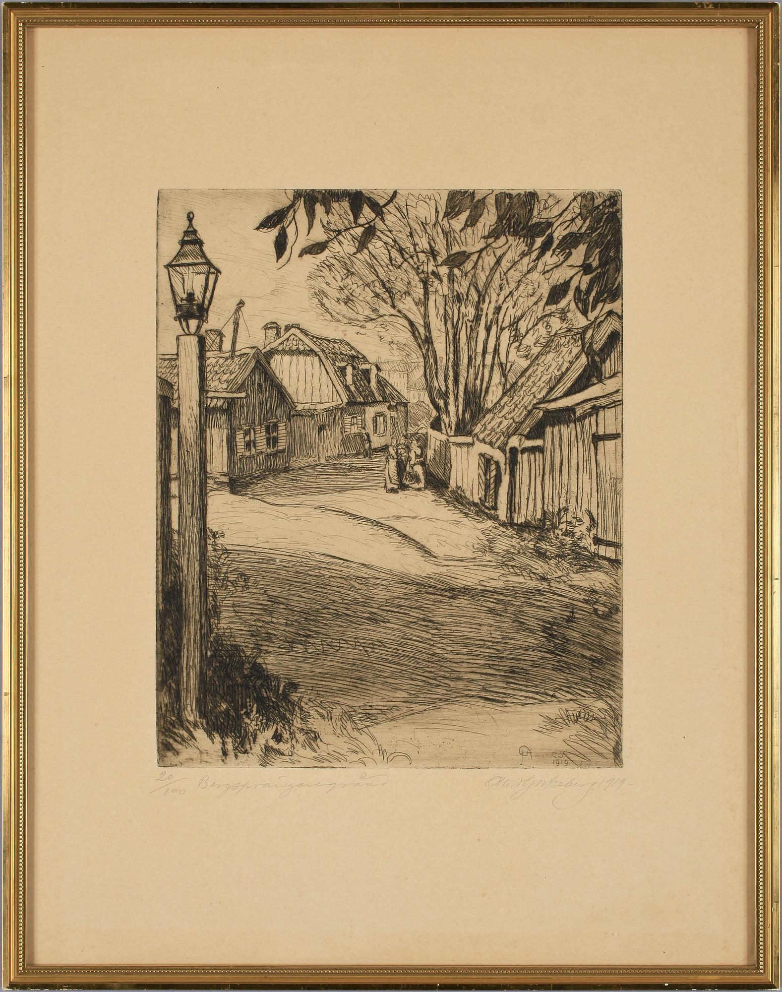 OLLE HJORTZBERG, etsningar, 3 st, sign, dat 1919 o numr.