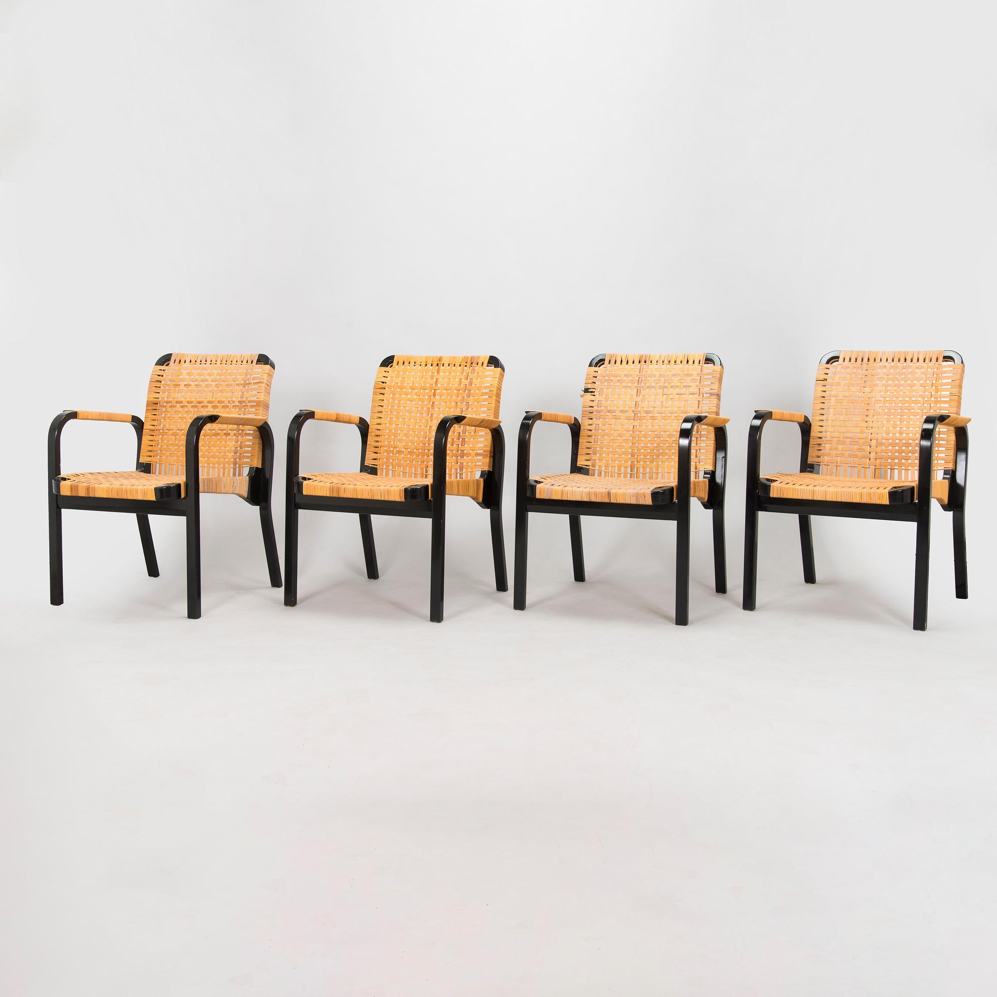 Alvar Aalto, four 1970s '45' armchairs for Artek.
