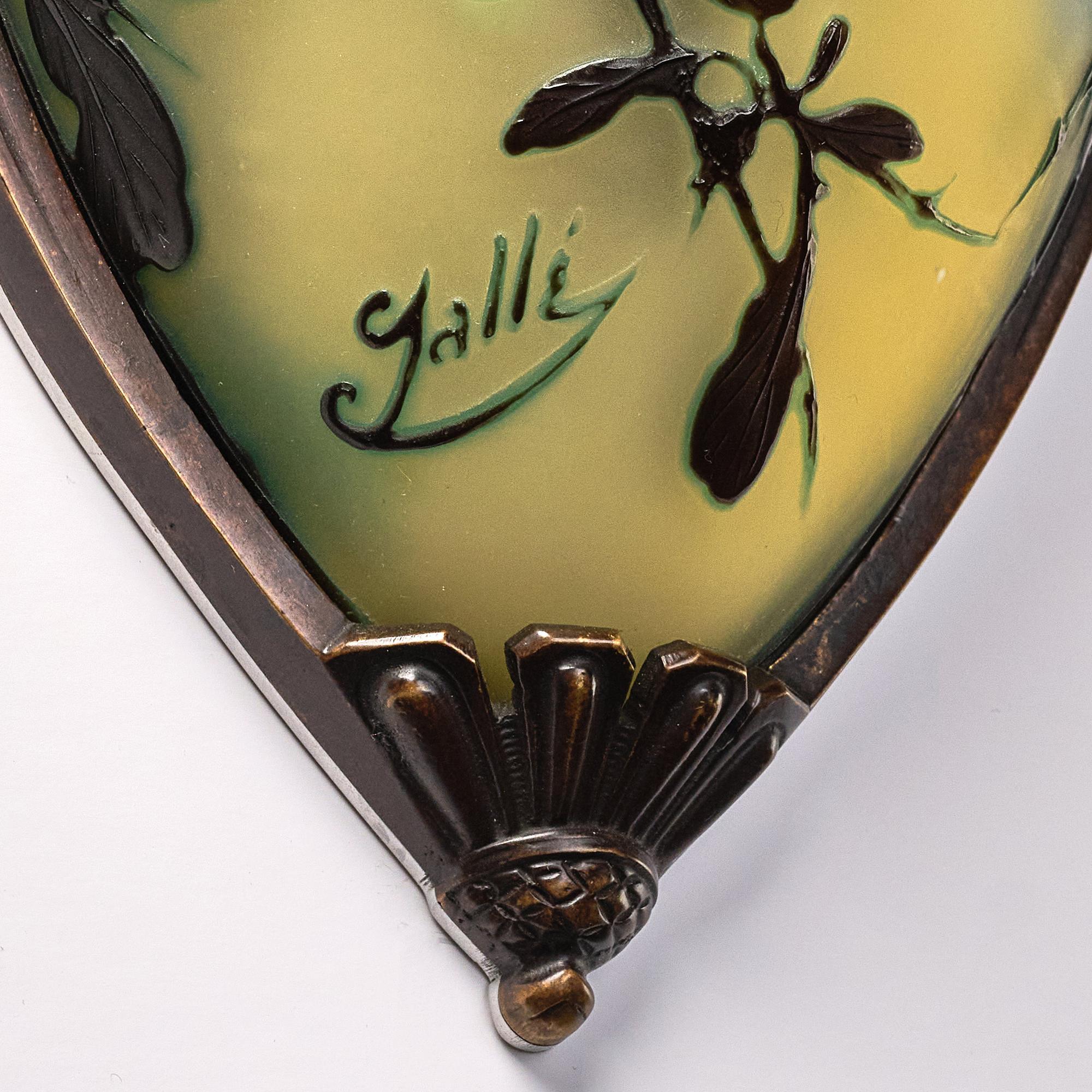 Emile Gallé, vägglampor, ett par, Nancy, Frankrike, Art Nouveau, 1900-talets början.