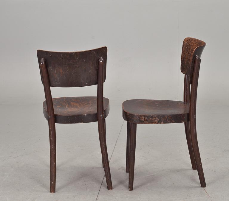 STOLAR, 4 st, Thonet, etikettmärkta, 1900-talets första hälft.