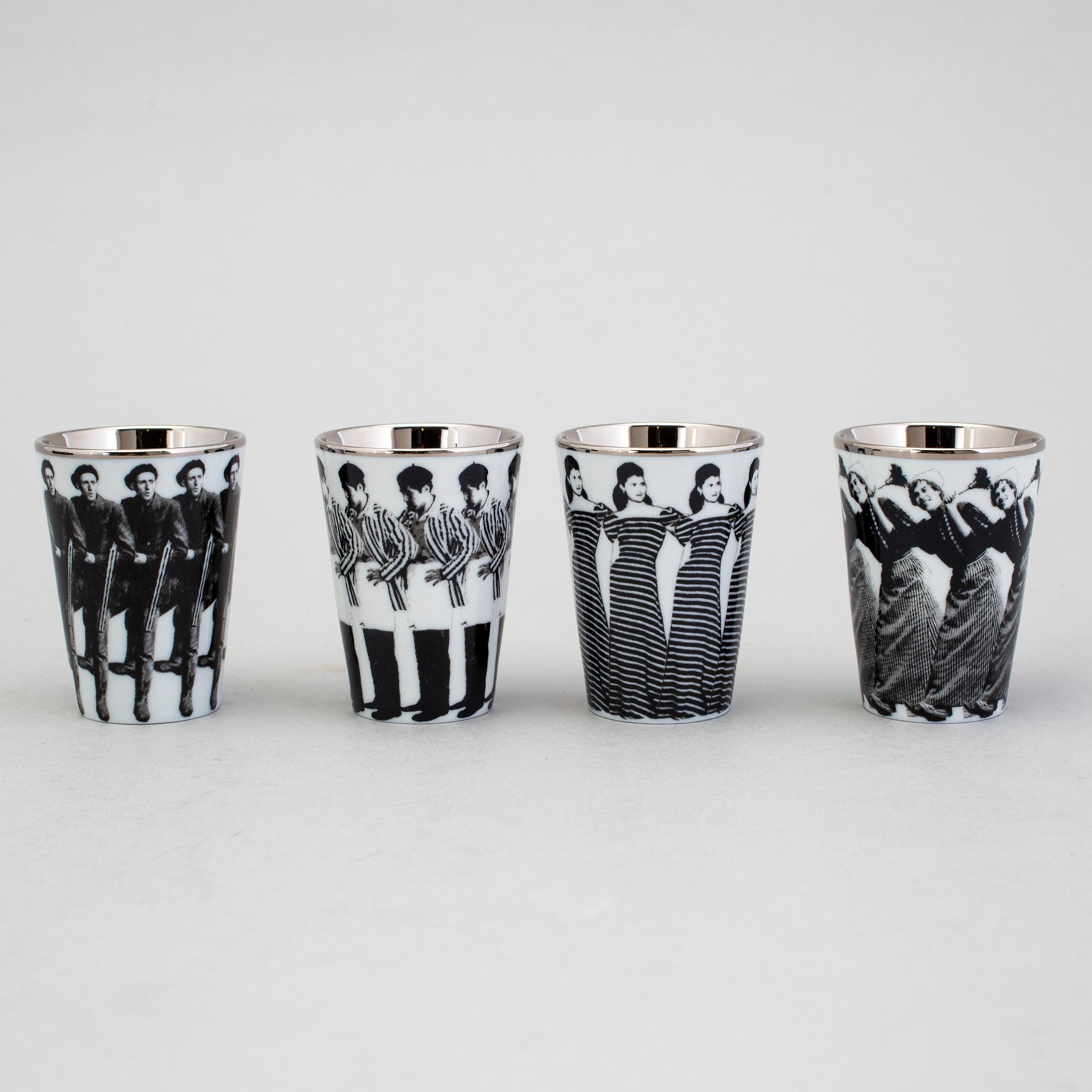 ÅSA LINDSTRÖM, snapsglas,4 st, porslin, Rörstrand, 2000-tal.