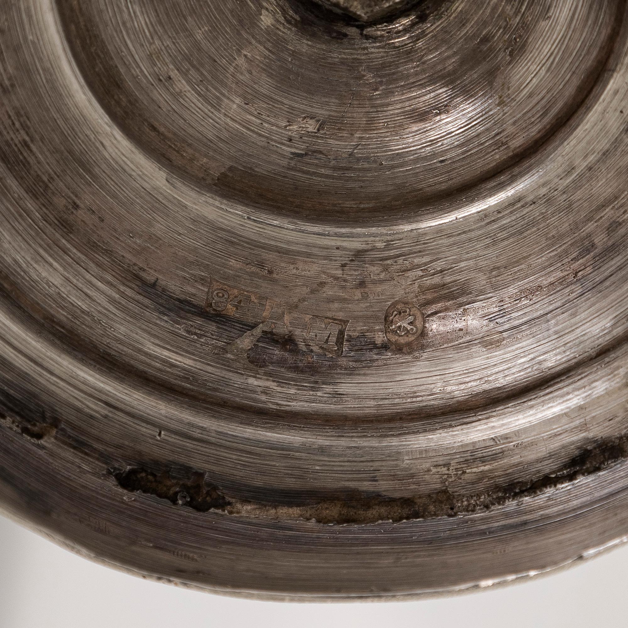 Peter Andreas Möller, Champagnestrutar, 2 st. snarlika, silver och förgyllt silver, S:t Petersburg, 1834 och 1837.