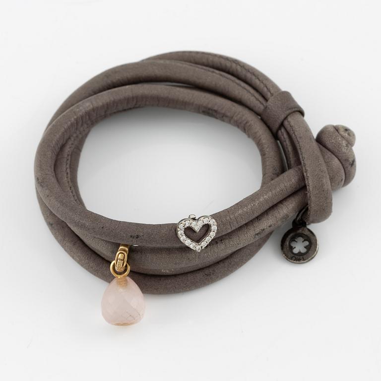 Ole Lyynggard, Charlotte Lynggaard, armband, lädderrem med berlocker, "sweet drops",.