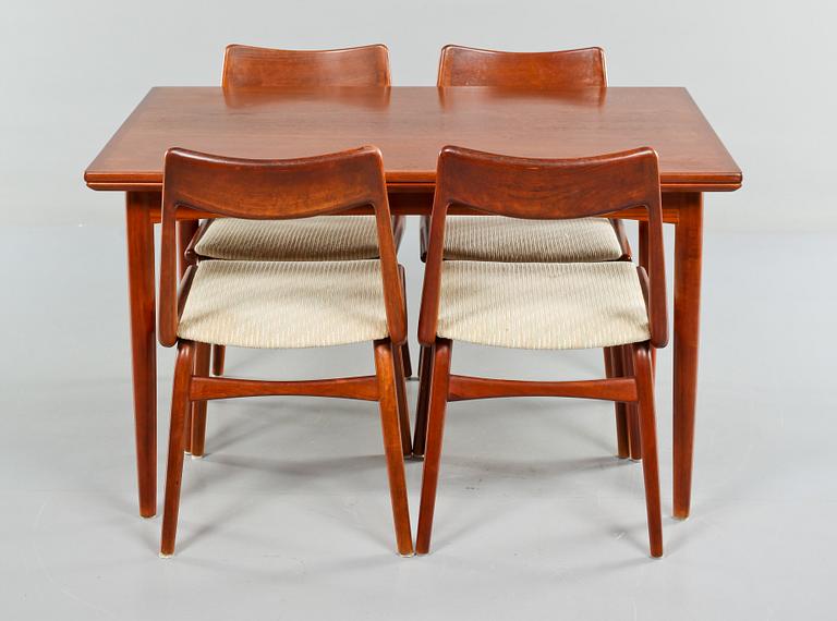 MATBORD samt STOLAR, 4 st, Slagelse Møbelvaerk A/S, Danmark, 1960-tal.