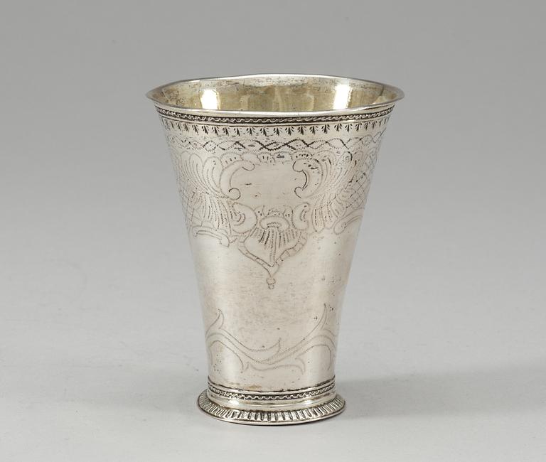 A Swedish silver beaker, makers mark by Erik Granroth, Sala 1746.