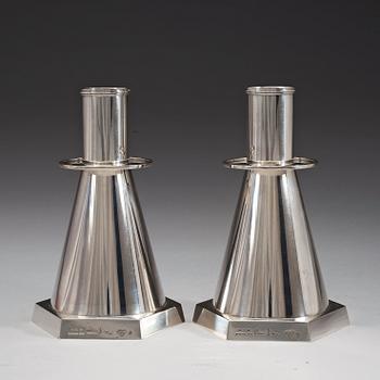 A pair of Wiwen Nilsson sterling candlesticks, Lund Sweden 1944.