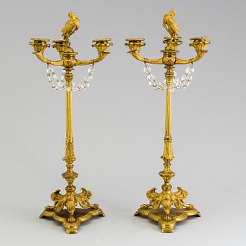 A pair of neorenaissance candelabras, about 1900.