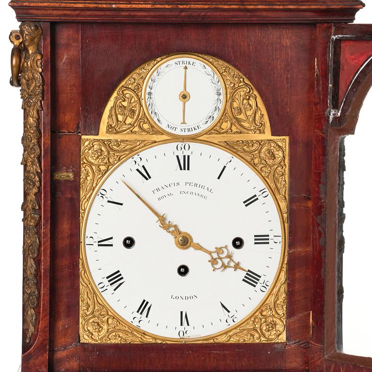 An English presumably 18th century bracket clock. Dial marked "Francis Perigal, Royal Exchange London".