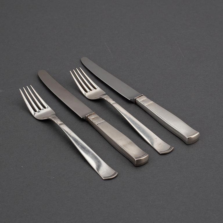 JACOB ÄNGMAN, 12+12 'Rosenholm' silver cutlery.