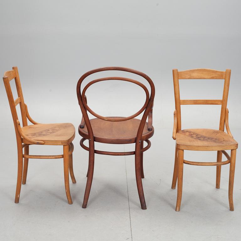 STOLAR, 2 st, Thonet samt KARMSTOL, 1900-talets första hälft.